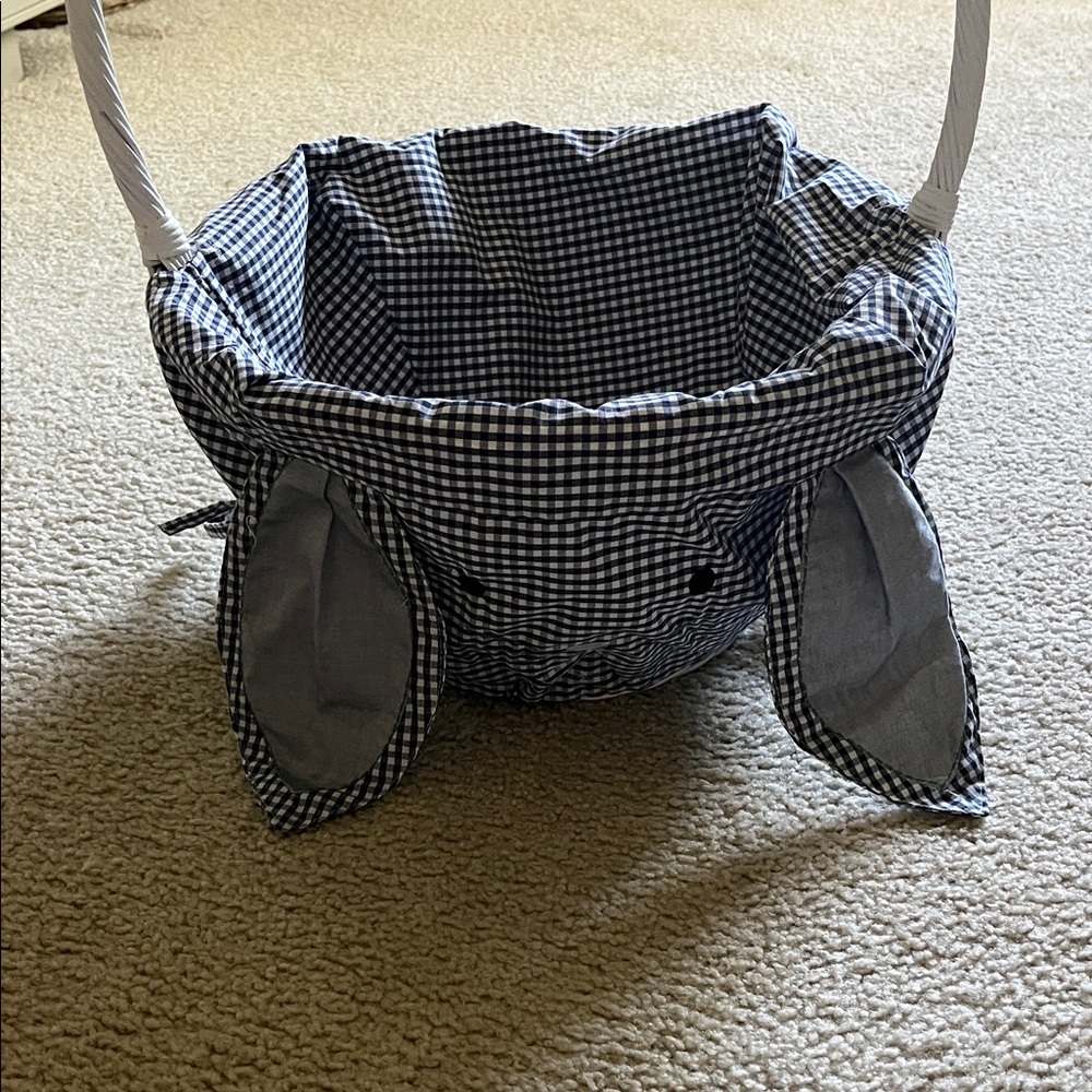 Pottery Barn Kids Navy and White Gingham Bunny Ear Basket